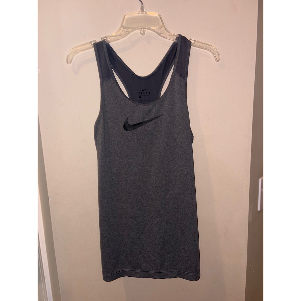 New Nike Womens Dri-FIT Racerback Tank Top Grey Heather Mesh Back Large